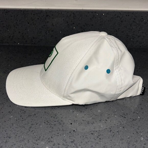 Ping Golf Tennis Logo Strap Back Hat White & Green Unworn - Picture 2 of 6